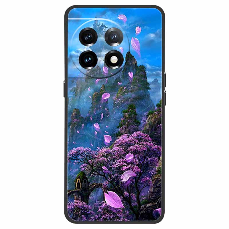 For OnePlus 11 5G Case One Plus 11R Flower Marble Black Bumper Soft TPU Silicone Cover for OnePlus 11 / 11R 5G Phone Cases Capas