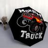 Monster Truck Red Flames Big Wheels Adventure Outdoor Automatic Umbrella Compact 8Rib Design Foldable Design Perfect For Outdoor Adventures Outdoor
