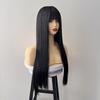 Universal Daily Style Black Long Straight Synthetic Wig with Bangs