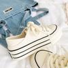 Milk white two wear platform canvas shoes women's new chic versatile niche design one pedal light white shoes