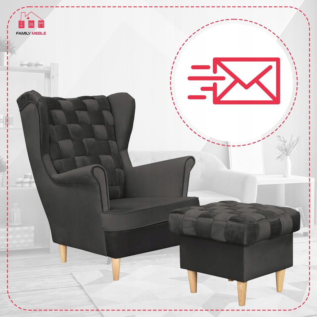 Carol Armchair with Footrest Scandinavian Family Meble Dark Graphite
