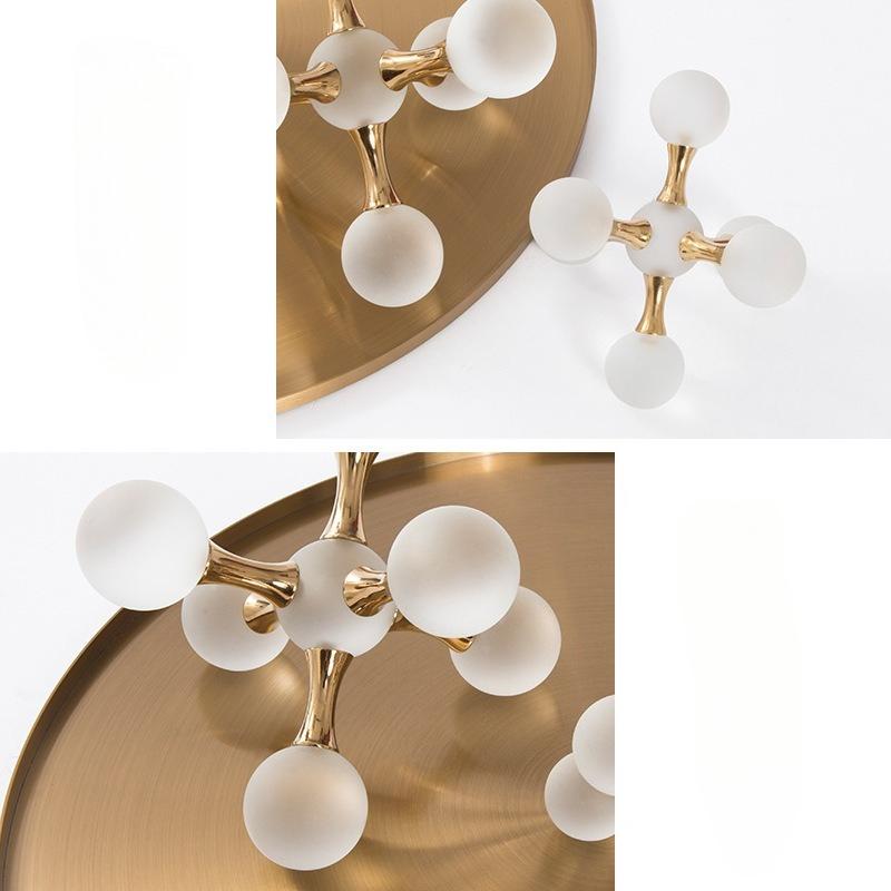 Glass Handicrafts Frosted Crystal Ball Geometric Molecule Cell Ornament Metal Figurine Home Decoration Accessories