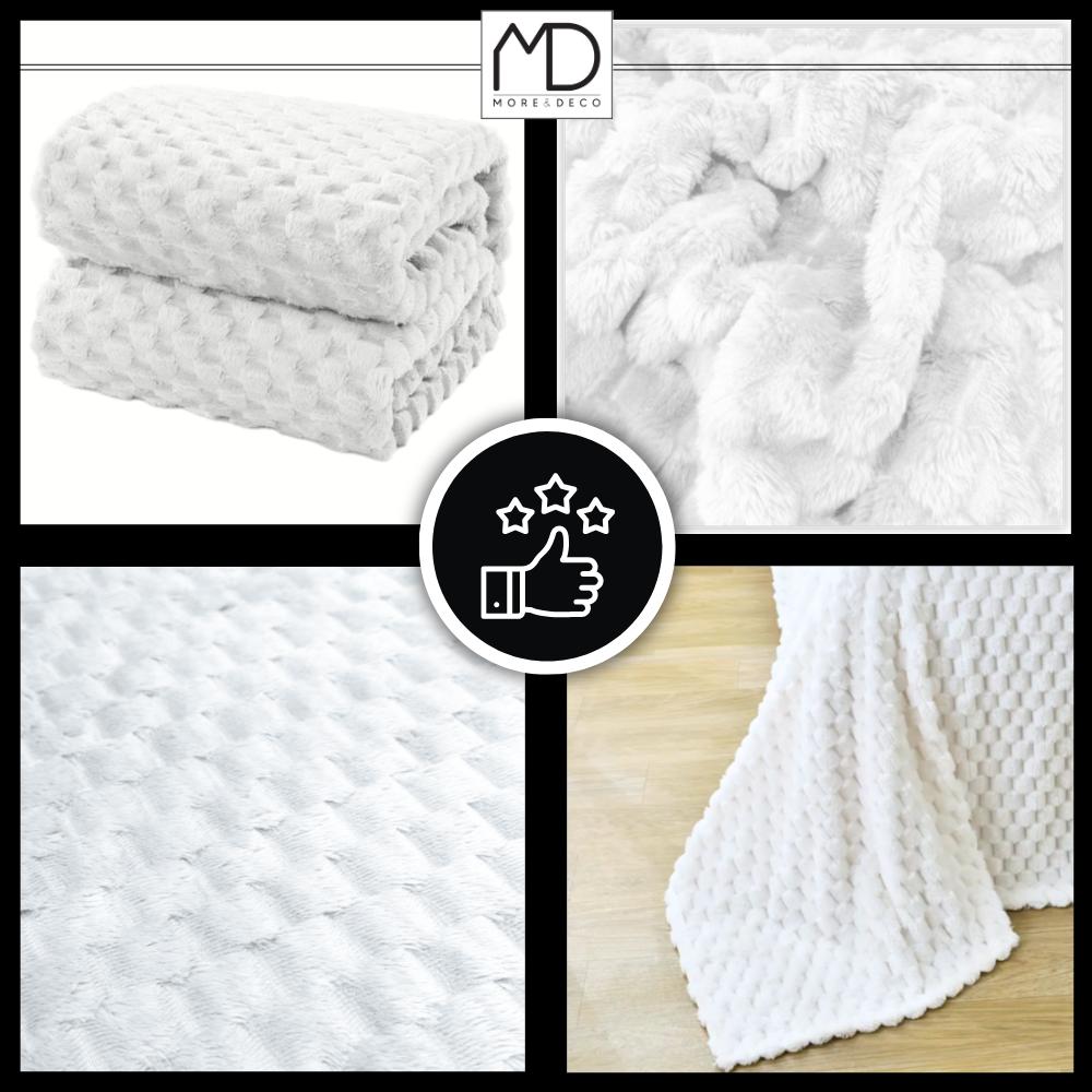 White bedspread, square embossed blanket, 200x220 cm, birthday