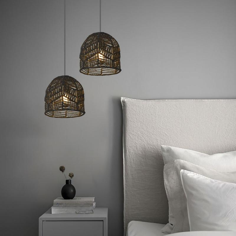 Bamboo Lantern Pendant Lamp Natural Rattan Wicker Chandeliers Hand-Woven Bamboo Lampshades Lighting Fixtures Hanging Light