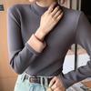 Half High Neck Solid Color Women's Base Shirt Warm Long Sleeved Top