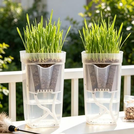 Mini Zelfwaterende Potten met Lont, Transparante Plastic Bloempotten met Drainagegaten & Waterniveau-indicator voor Kamerplanten Vermeerdering Zaaien