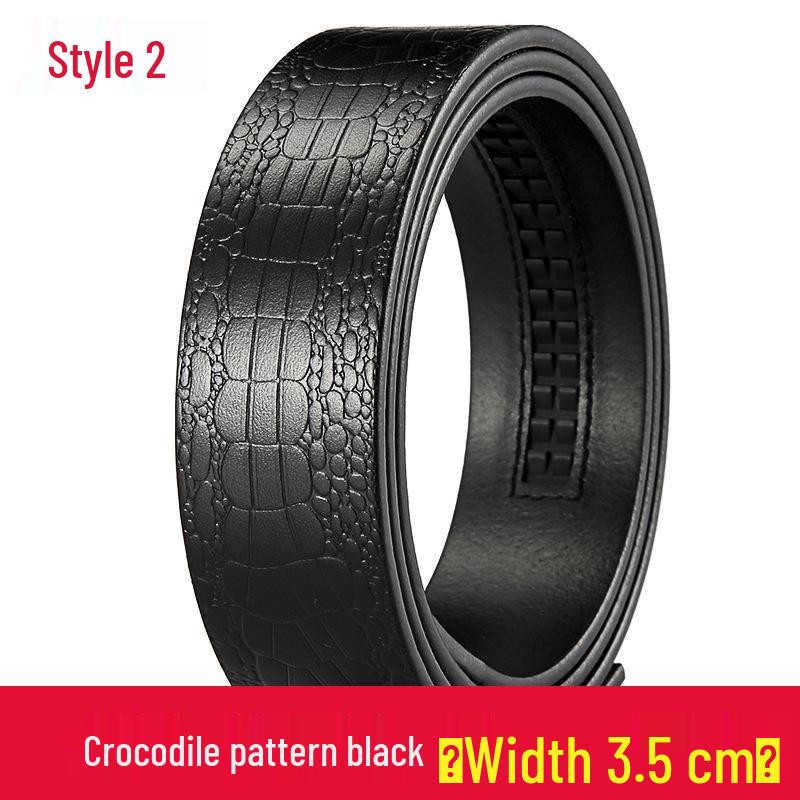 Men's Bamboo Lychee Crocodile Pattern Leather Belt with Buckle