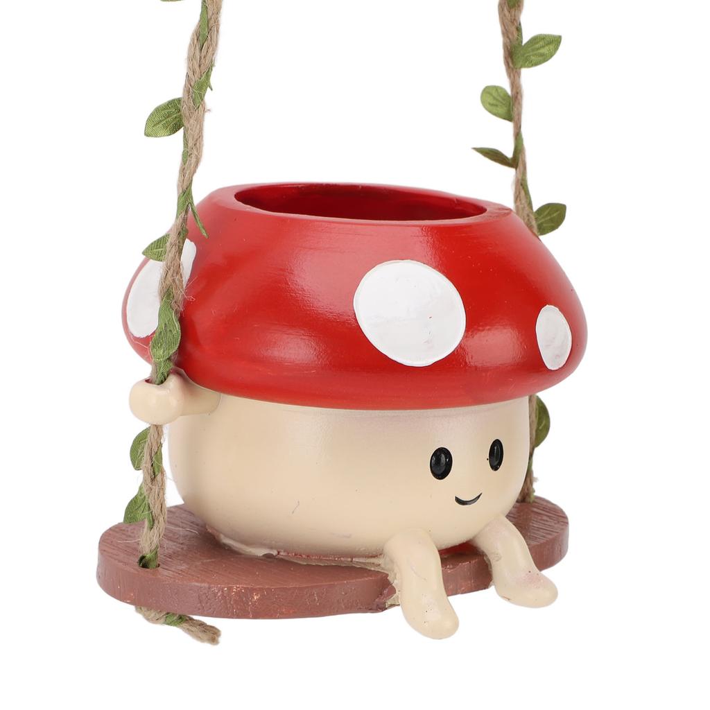 Mushroom Flower Pot Swing Face Planter Succulent Plant Pot Ornament for Wall Ceiling Shelf