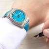 START-Turquoise Men's Watch Diamond Watch Week Function Automatic Mechanical Watch Butterfly Buckle Alligator Leather Strap