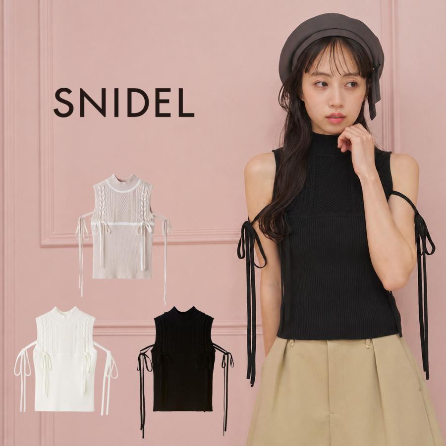 SNIDEL Lace-up Ribbon Design Knit Pullover swnt262108 Women s Tops Sleeveless Style Up Feminine SNIDEL
