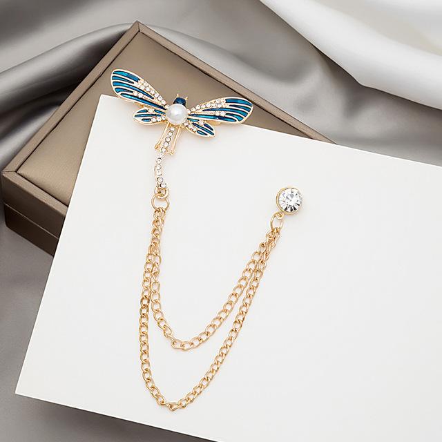 

Ретро Стразы Бабочка Жемчуг Броши Стрекоза Насекомое Кисточка Цепь Эмаль Булавки Рубашка Костюм Корсаж Нейтральные Модные Украшения синий