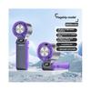 Portable Air Cooling Turbo Fan 3600mAh 100 Wind Speeds Adjustable Outdoor Foldable Handheld Fan with Lanyard Grey