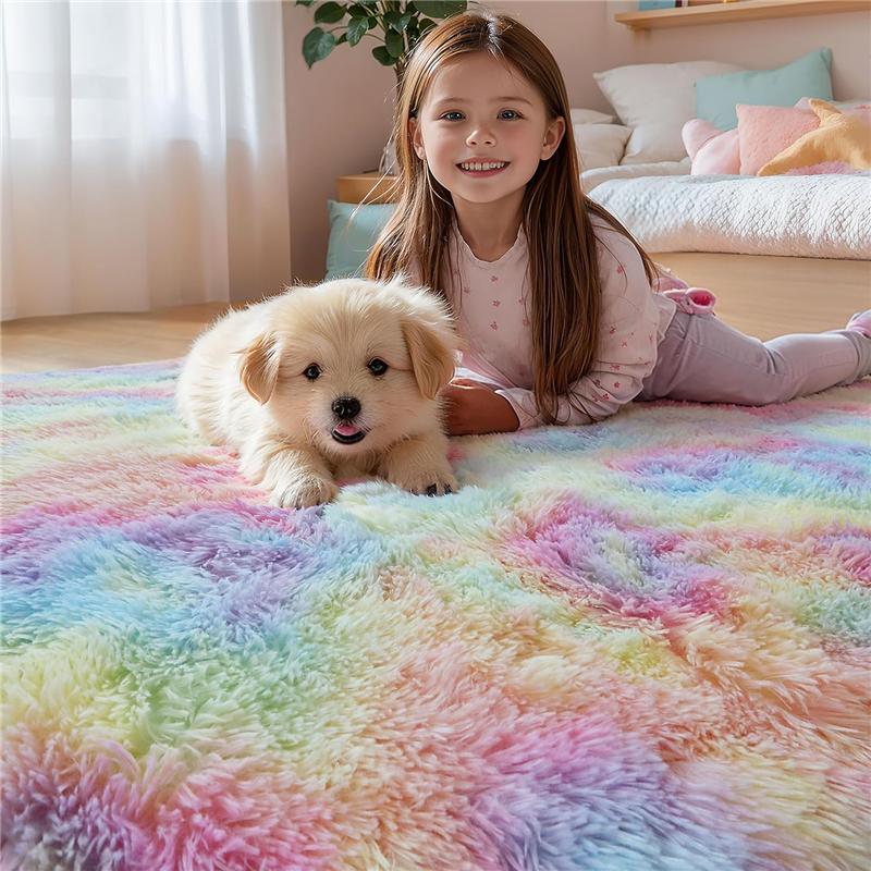 Ultramykt Områdeteppe, Sklisikkert Fluffy Tie-Dye Lysgrått Plysj Innendørs Fuzzy Fuskepels Tepper til Stue Soverom Teppe Barn