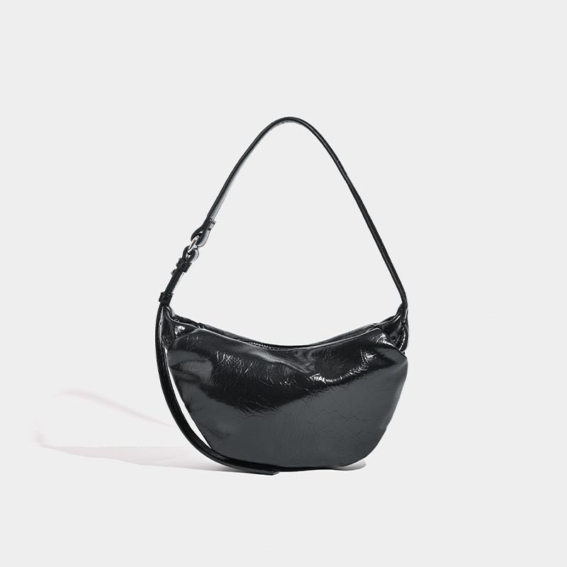 Ielgy Female Bag Fashion Rock Style Black Pleated Shoulder Portable Underarm Bag