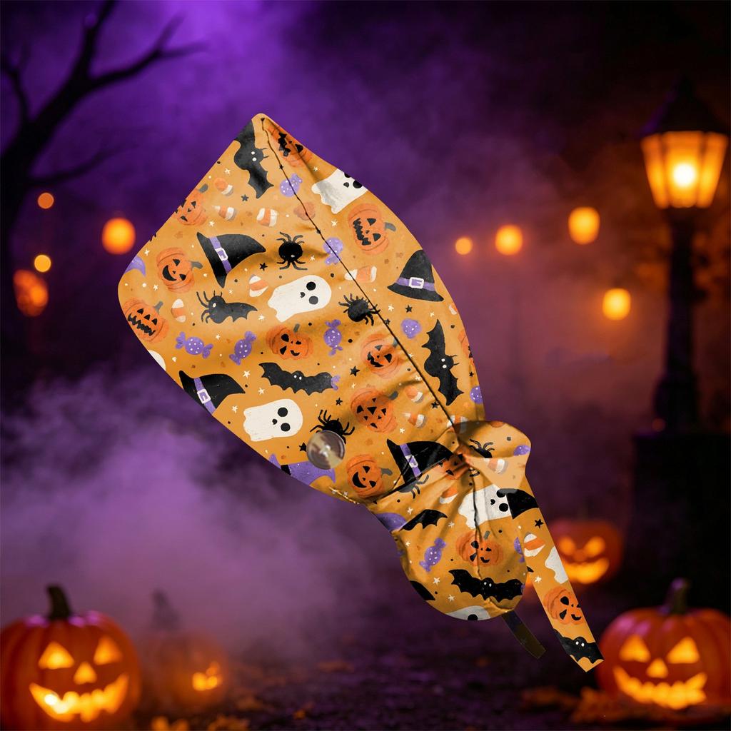 Women's Halloween Printed Ponytail, Fashion Work Hat With, Shower Wrap, Costume