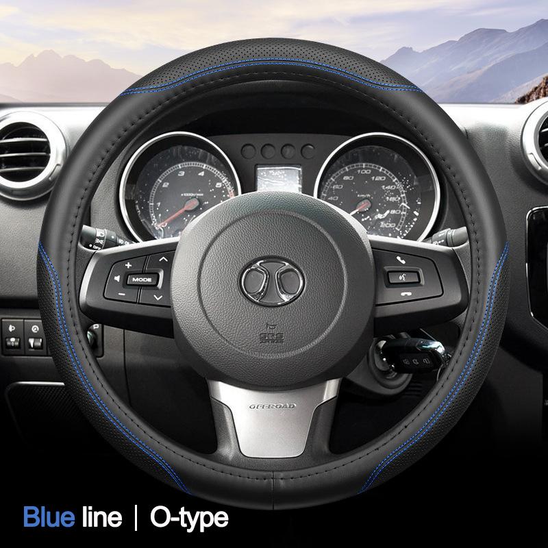 High Leather Braid On Car Steering Wheel Cover Wrap For BAIC BJ20 BJ30 BJ40 BJ60 BJ80 BJ90 F40 37-38CM Steering-Wheel Protector