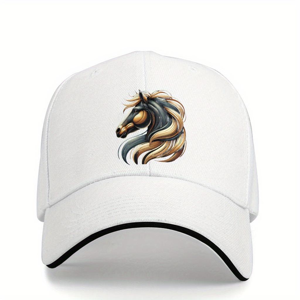 Artistic Horse Head Print Polyester Baseball Cap Unisex Casual Adjustable Summer Trucker Hat
