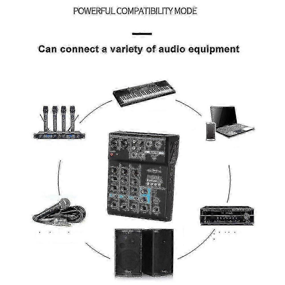 Mezclador de Audio Bluetooth Profesional de 4 Canales Consola de Mezcla DJ Con Efecto de Reverberación Para Karaoke Casero Usb Escenario en Vivo Ktv