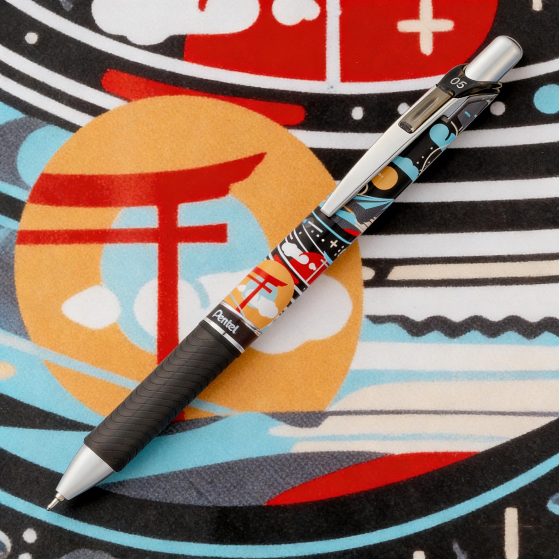 Pentel Natures Koi Gel Pen Black – Japanese Style, Quick-Drying, Clickable 0.5mm - Black Ink