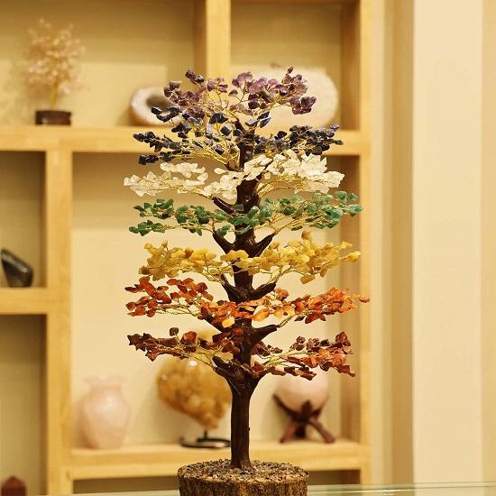 Seven Chakra Tree  for Home Decoration Crystal Tree for Positivity Goodluck GemstoneStone Tree for Living Room,Decor Gift