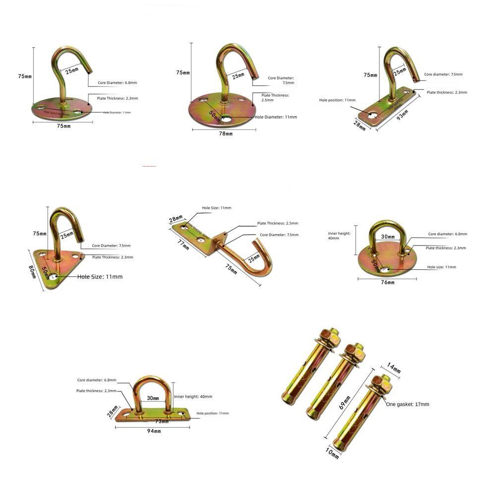 Durable Pad Eye Wall Hook Iron U/J-Shaped Ceiling Mount Hanger Fixed Plate Deck Door Buckle for Fan Lamp