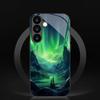Green Aurora Tempered Glass Phone Case Suitable for Samsung Galaxy S26 S25 S24 S23 S22 S20 FE/Ultra/Plus Anti Drop Back Cover
