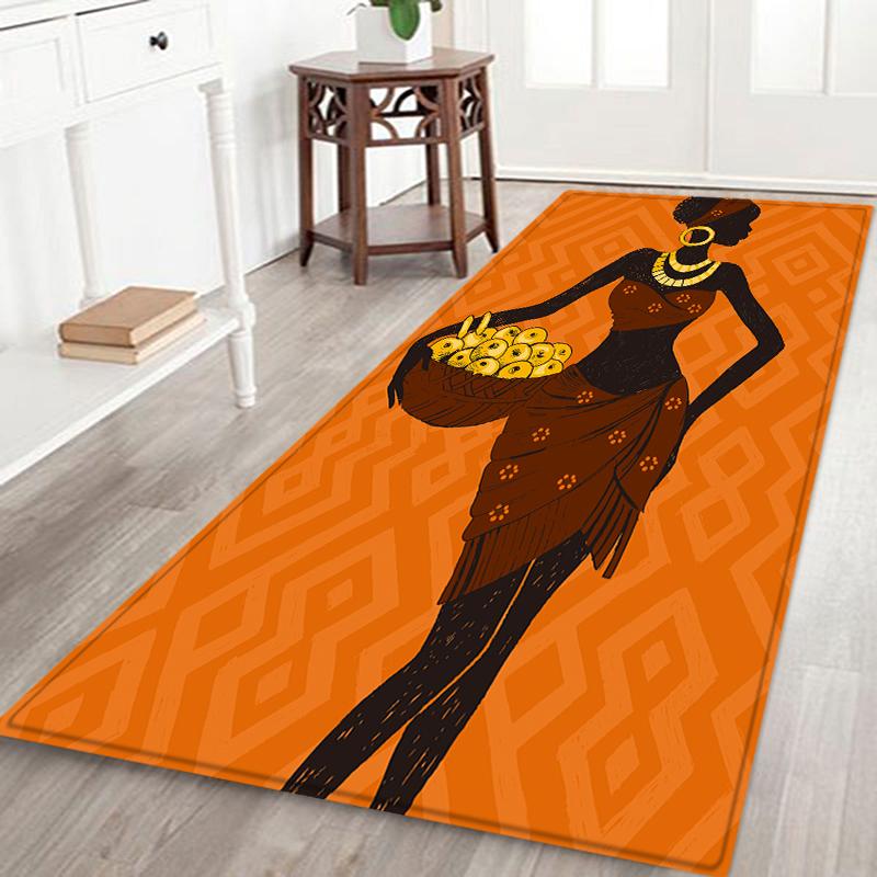 Ethnic Style Carpets for Living Room Bedroom Traditional African Woman Pattern Area Rugs Polyester Home Decoration Kitchen Mat