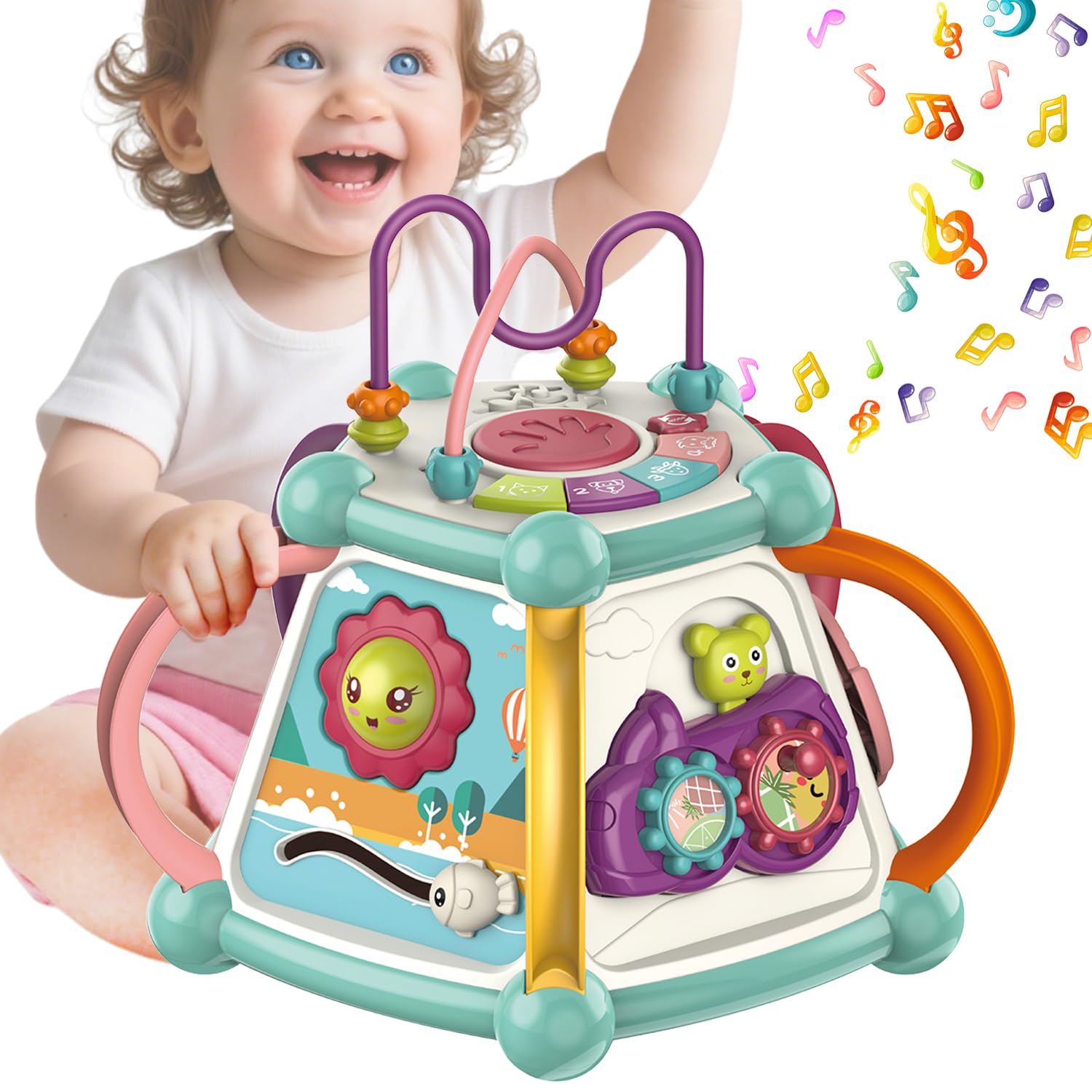 

JUYEE Baby Toy, Educational Toy for Kids, 7-in-1 Multifunctional Hand-Play Box, for Boys and Girls, Ages 3 and Up, Birthday Gift, Christmas Gift, LED