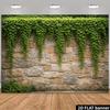 Rustic Garden Banner with Lush Greenery and Vines Photo Booth Background Cloth