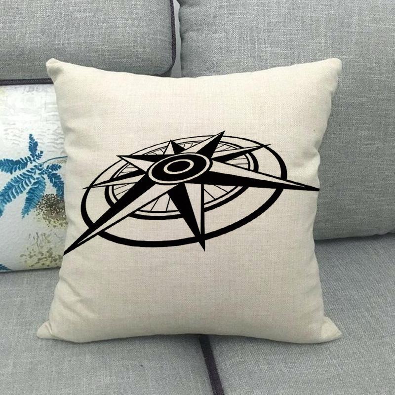 Nautical Elements: Rudder And Compass Digital Printing Short Plush Pillow Covers For Car Sofa Office Cushion Cover Home Goods