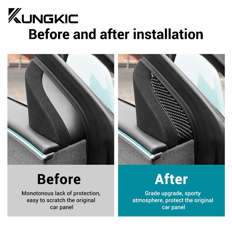 KUIC Real Soft Carbon Fiber For Tesla Model 3 Highland 2024 Inner Door Triangle Cover Sticker Trim Car Interior Accessories