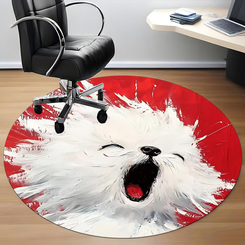 1PC Puppy Love Office Round Area Rug,  Mat Suitable ForOffice, Under Office Chairs Bedroom Living Room Home Decor, Room Deco