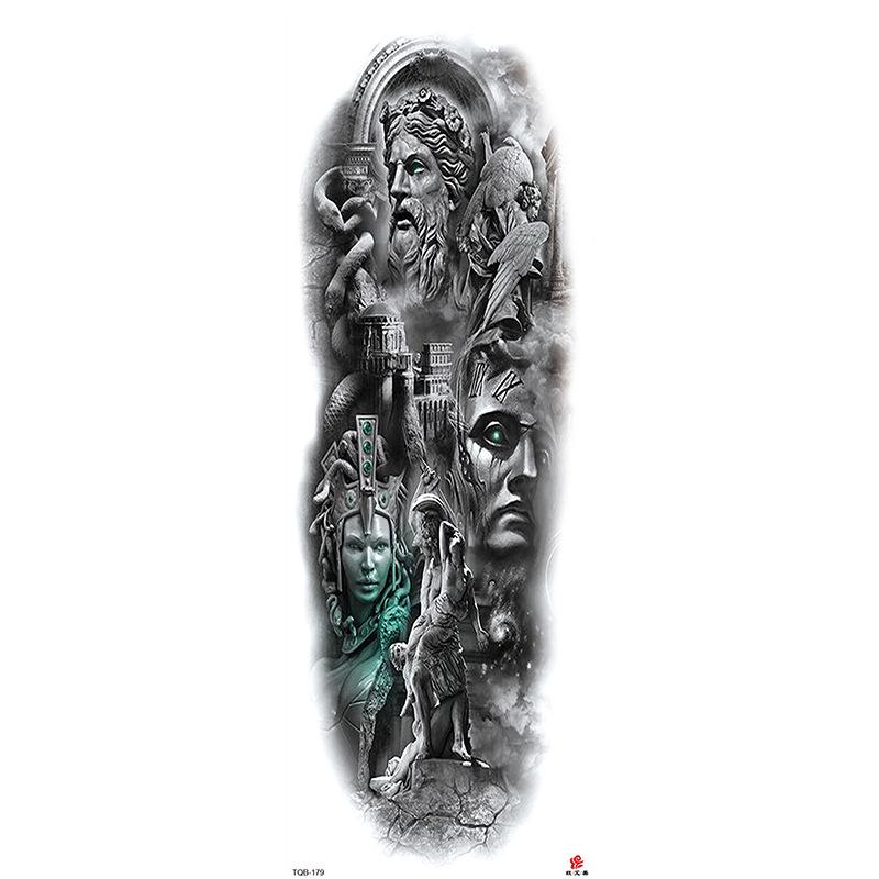Waterdichte tattoo stickers voor de hele arm: Jezus, Maagd Maria, Kroon, Leeuw-ontwerp