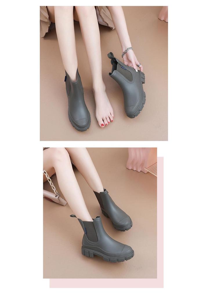 Women's Fashion Ankle Rain Boots: Elastic Chelsea, Non-Slip, Waterproof Waders