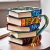 Book Coffee Mug Cappuccino Colorful 3D Library Book Mug Shelf Milk Cup Tea Cup Arabic Resin Glass Coffee Cup Kitchen Mug