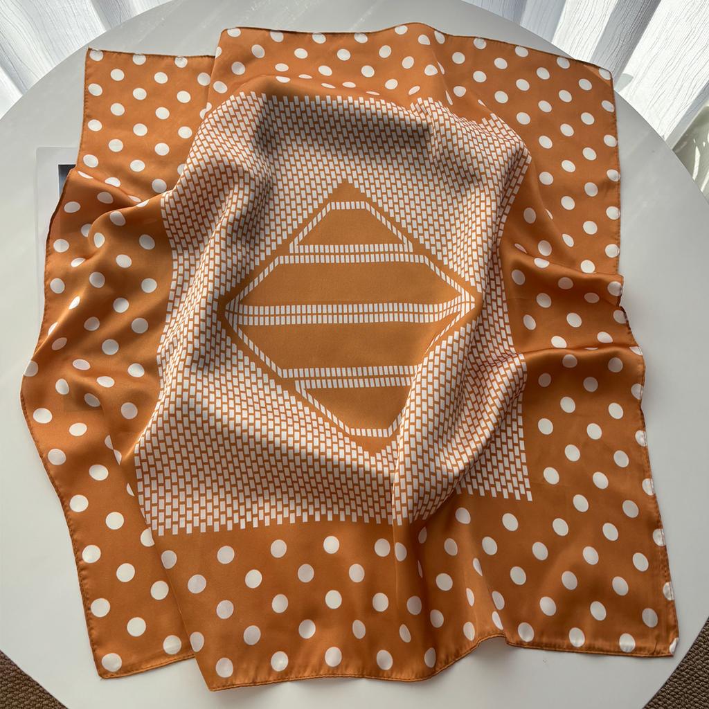 Design Print Dot Square Scarf Silk Feeling Neckerchief Bandana Women Shawl Scarves Wrap Head Kerchief Hair Band Ties