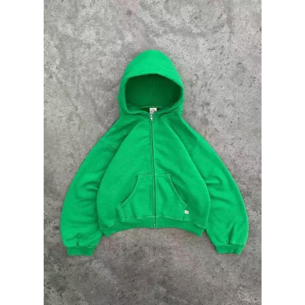 ZYLLO Amerikanischer Retro Einfarbiger Hoodie Damen Herren Herbst Langarm Oberteile Kapuzenpullover Streetwear Hip Hop Pullover Y2K Sweatshirt Neu