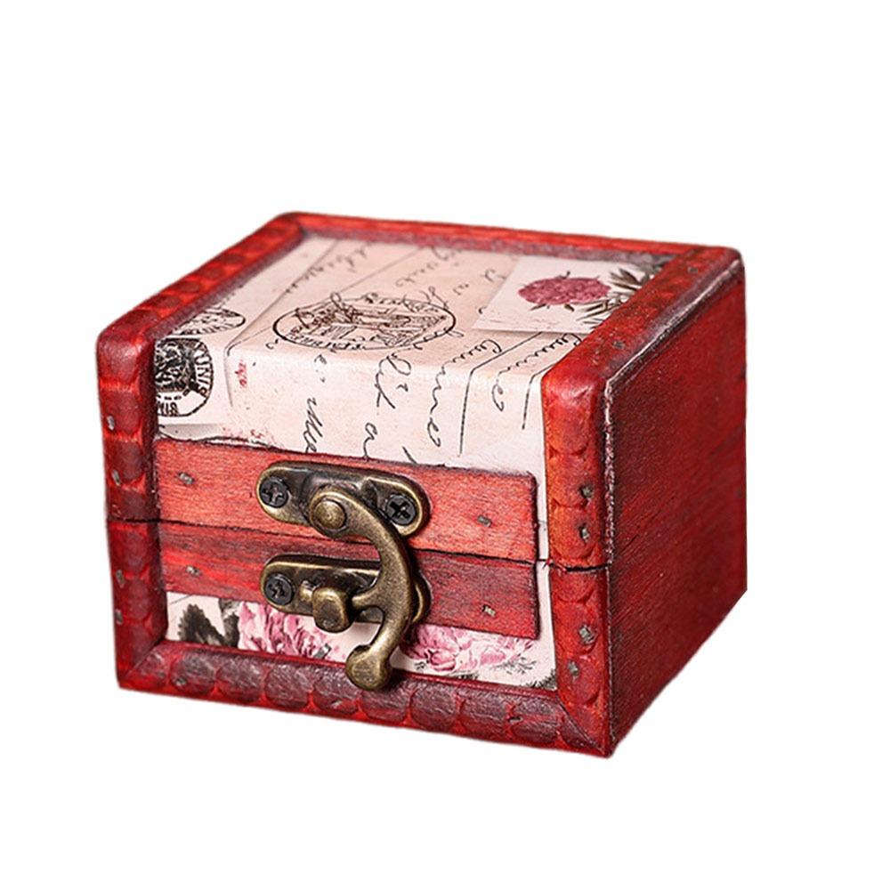 Cutie de depozitare retro din lemn, cutie maro cu comori, cutie mini vintage la modă, cadou