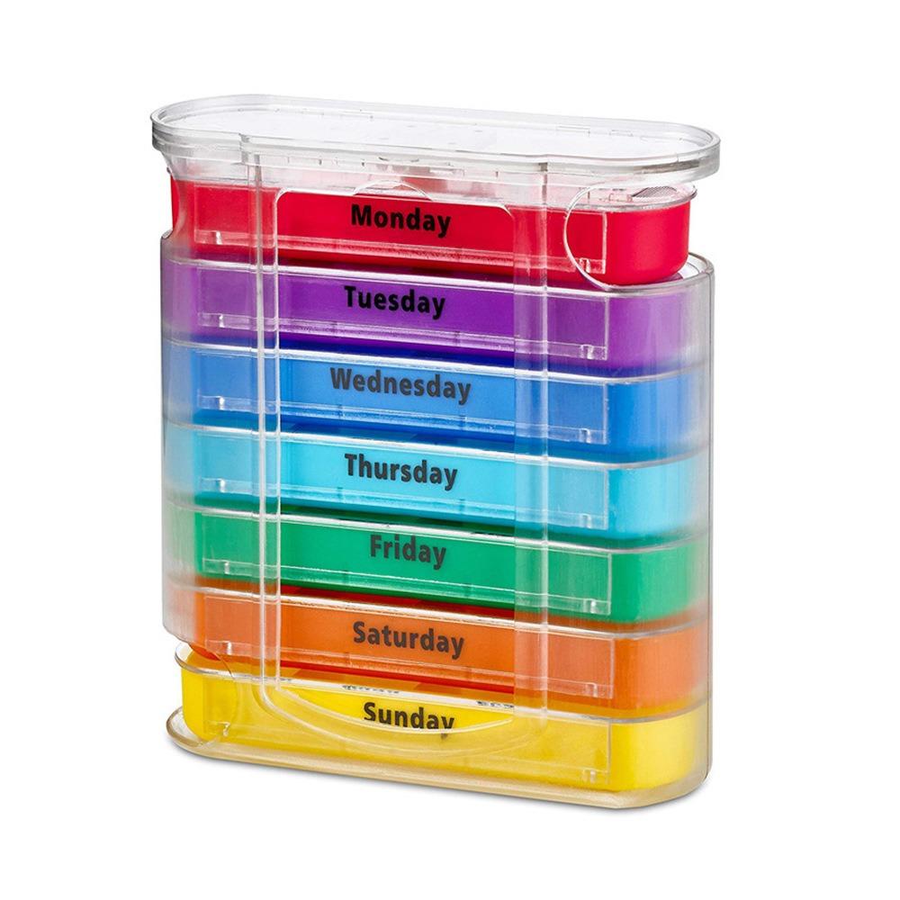 Medizinbox mit 4 Fächern Wöchentlicher Pillenorganisator Tragbare Pillendose 7 Tage