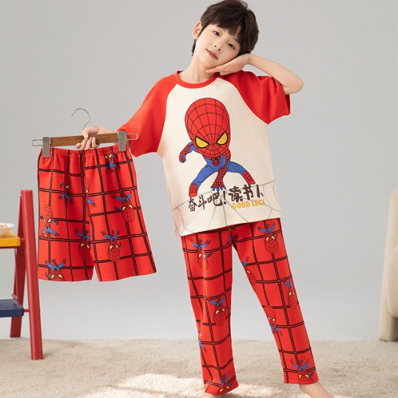 Boys Cotton Pajama Set Short Sleeve Long Pants Shorts Sleepwear Kids Ages 8