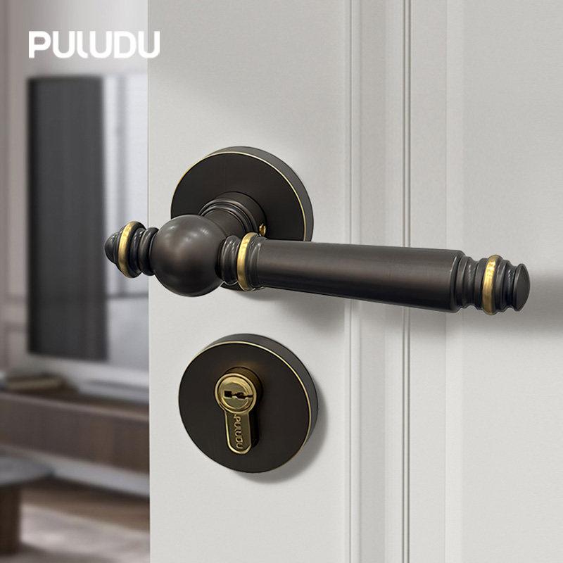 Golden Split Door Brass Lock Indoor Bedroom Nordic Magnetic Quiet Room Home Copper Door Handle Home Decoration Accessories