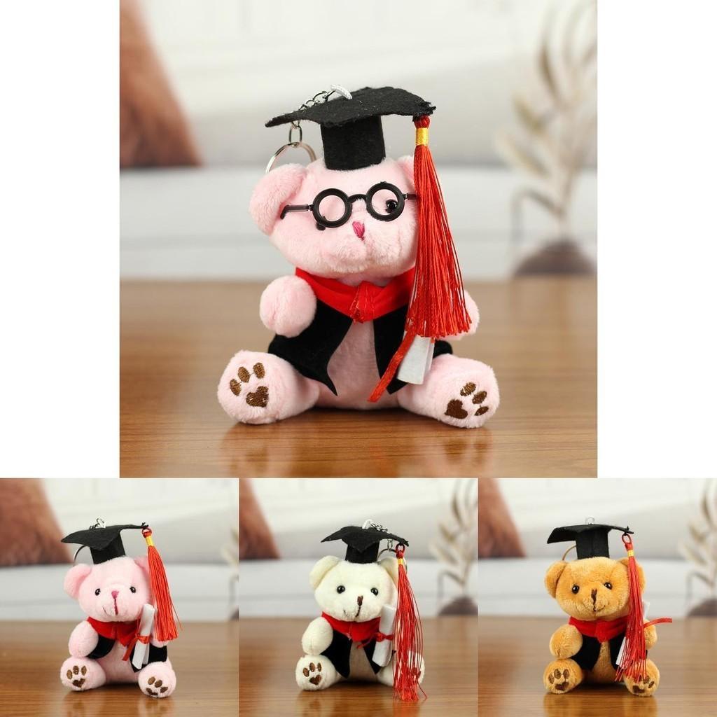 Adorable Graduation Teddy Bear Plush Toy With Glasses And Short Plush Material