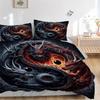 3pcs The Epic Battle of Red and Black Dragons Printed Quilt Set - Soft and Comfortable Quilt Cover for Bedroom, Guest Room and Dormitory Decorati