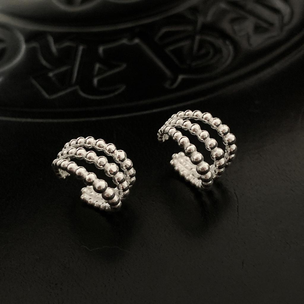 Fashion Retro Lace Round Beads Multi-layer Ear Clips for Women Without Ear Piercings Advanced Sense Niche Temperament, Ear Bone Clips