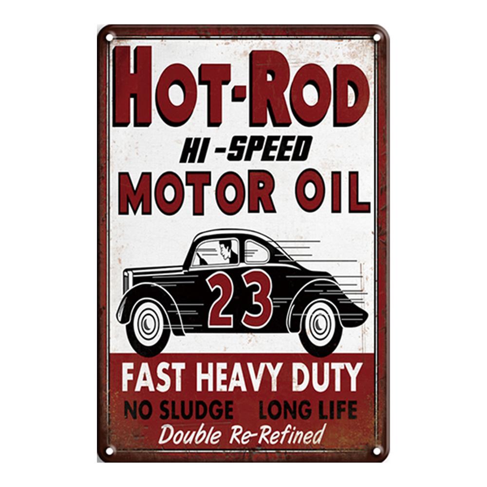7 Cartelli Vintage In Metallo Per Garage E Officina | Decorazione Da Parete Con Poster Moto E Auto D'Epoca (20x30 Cm)