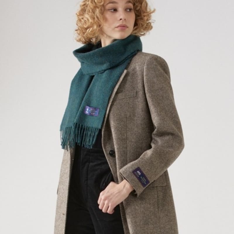 ABRAHAM MOON Merino Wool Muffler 25cm - Teal