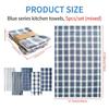 5pcs/set Blue Series Cotton Woven Kitchen Towel Set Absorbent Home Napkin Tea Cloth for Dish Drying Counter Cleaning