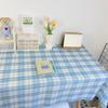 INS Plaid Table Cloth Japanese Fresh Checkered Tablecloth Bedroom Dormitory Dressing Table Mat Rectangular Desk Decor