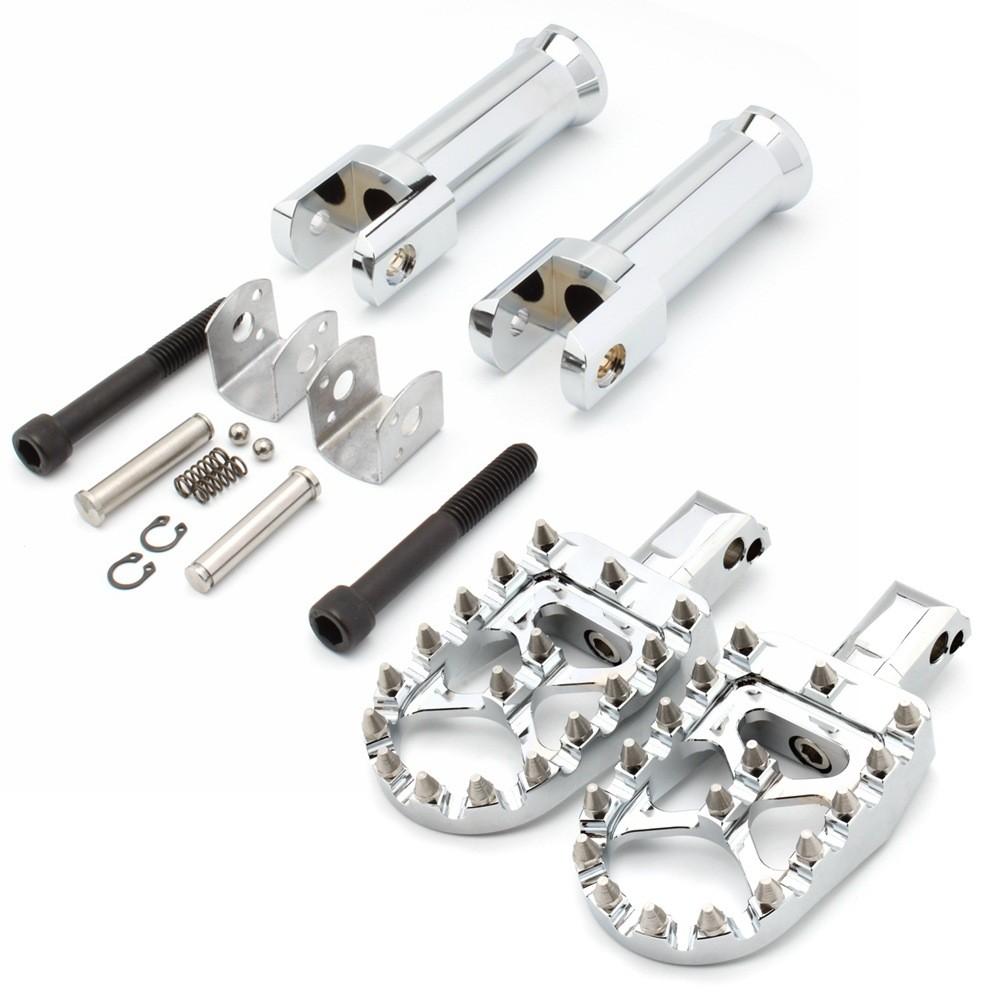 Deluxe Premium Flde Rear Foot Pegs With Durable Chrome And Sleek Finish Black