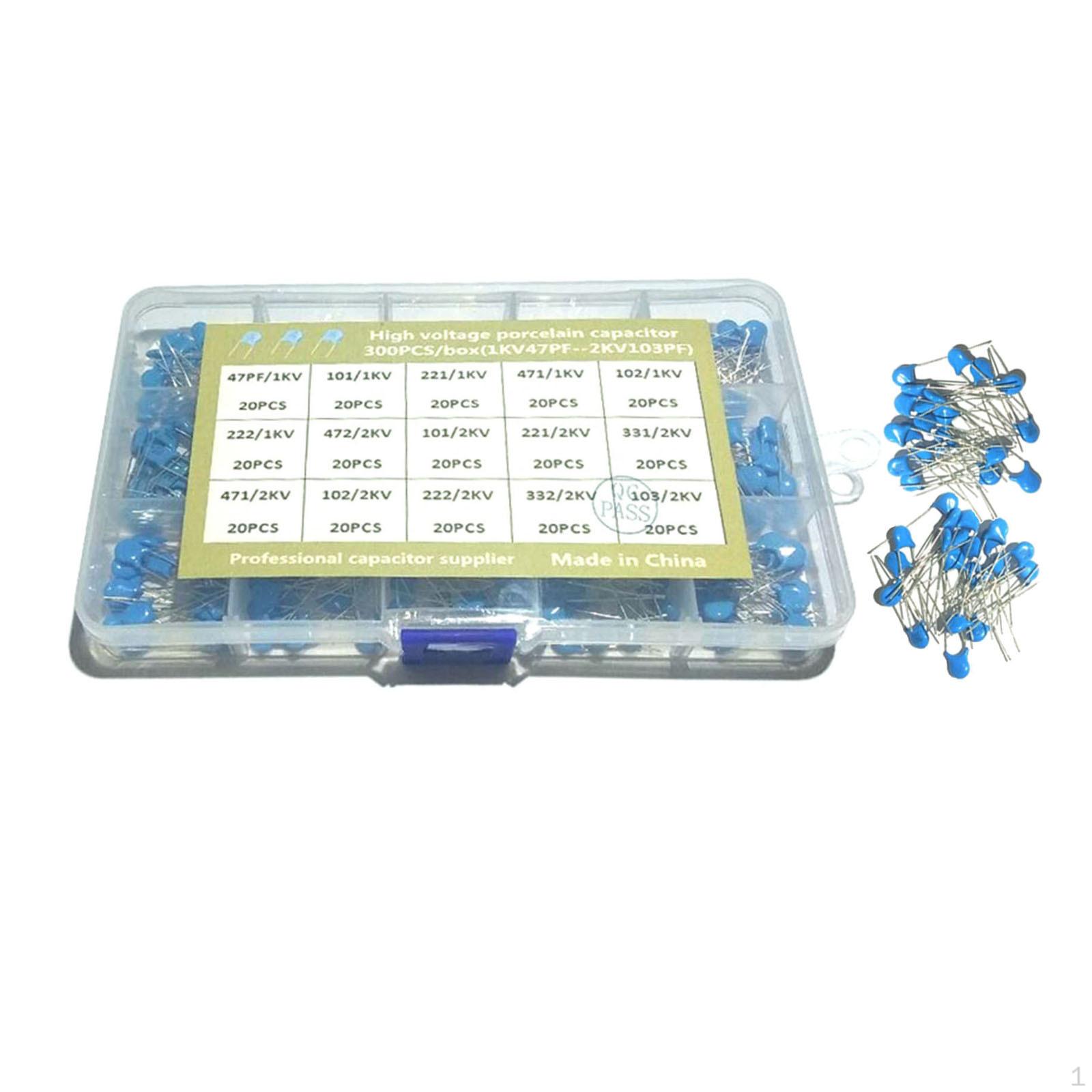 

Набор из 15 значений, 300 шт., набор электролитических коробок 1KV47PF-2KV103PF